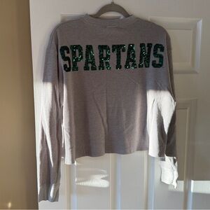 PINK Victoria's Secret Michigan State Gray Long Sleeve Top